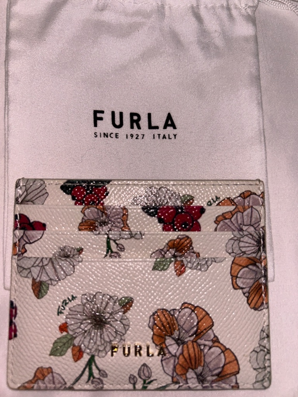 Furla Toni Talco Floral Leather Cardholder, floral Furla dust bag like new